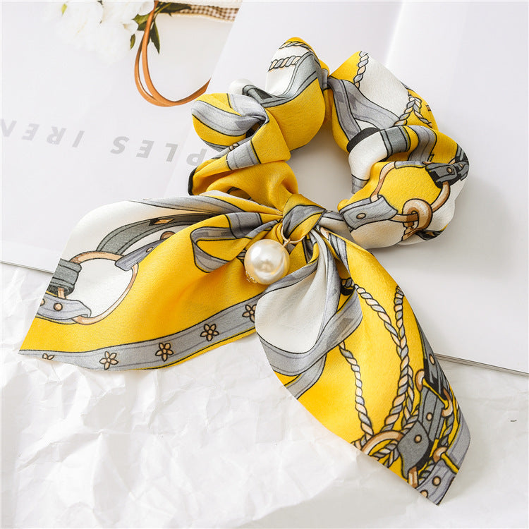 Pearl Pendant Large Intestine Ring Hair Band Women's Hair Knot Knotted Big Bow Hair Rope Pearl Pendant Large Intestine Ring Hair Band Women's Hair Knot Knotted Big Bow Hair Rope